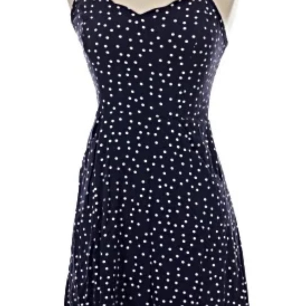 Hawthorn Navy Polka Dot Slip Dress with Spaghetti Straps